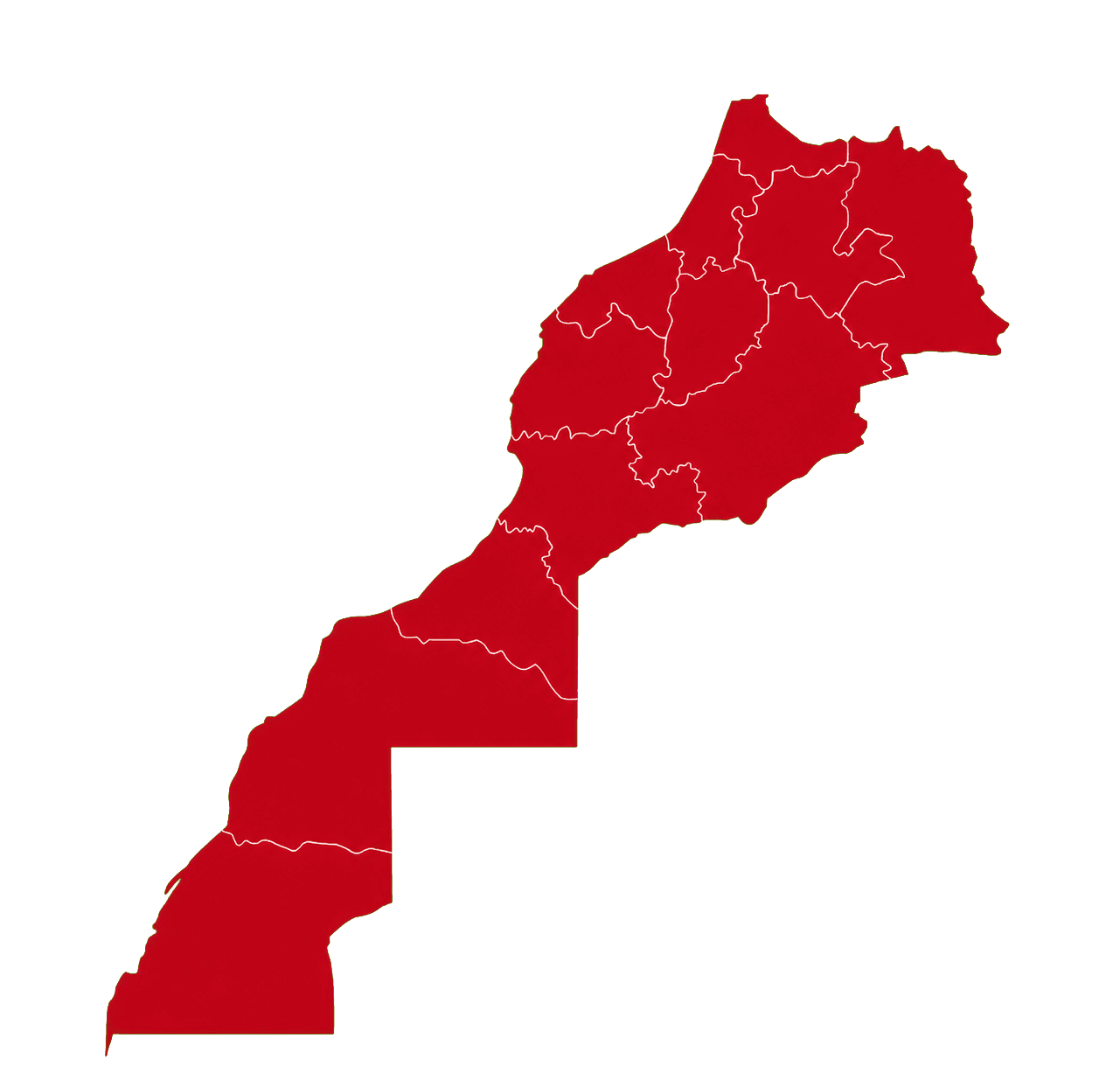 Carte des 12 régions du Maroc